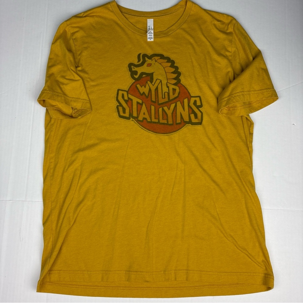 Wyld Stallyns Adult XL T-Shirt Band Tee Mustard Yellow Bella Canvas Cotton Poly